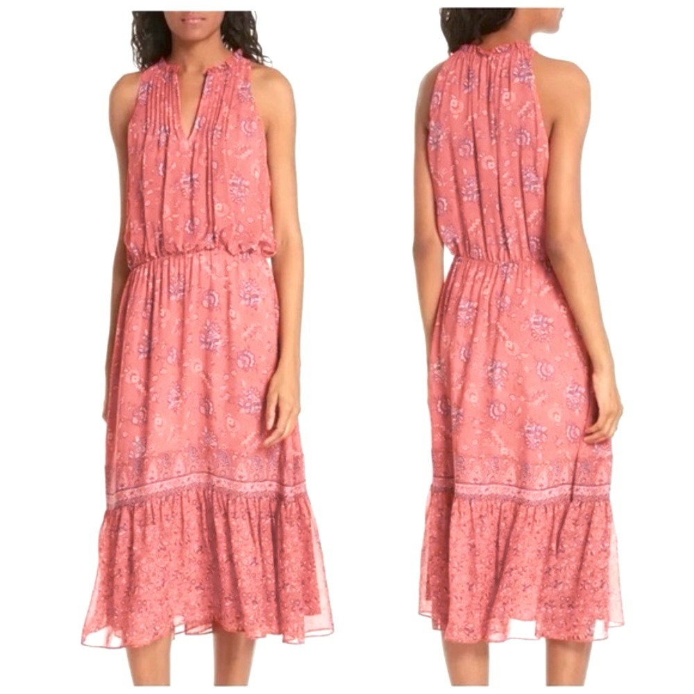 Joie Chara Print Silk Midi Dress - S